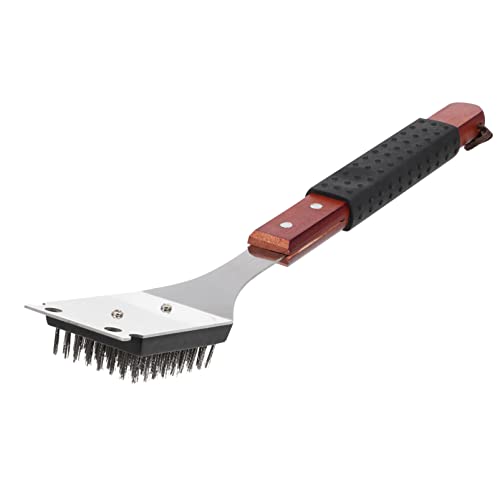 HEMOTON Brosse De Nettoyage Barbecue 15.75 Pouces Poignée Bois Brosse Grill Extérieur pour Éliminer Les Taches Tenaces Accessoire Barbecue