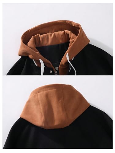 SOLY HUX Men's Casual 2 in 1 Hoodie Jackets Bomber Jacket Hooded Zipper Snap Long Sleeve Baseball Jackets3