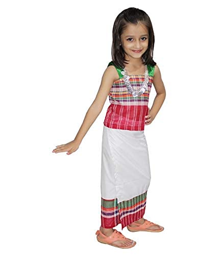 Image of Kaku Fancy Dresses Indian State Dance Costume Multicolor, 5-6 Years for Girls,Silk;Polyester;Polyester Blend;Metal material