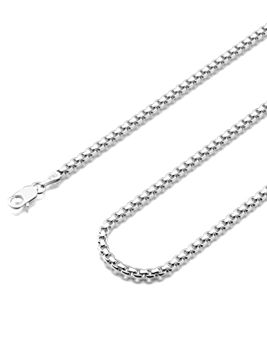 Waitsoul 925 Sterling Silver Box Chain Lobster Clasp 3Mm Silver Chain For Women Men Silver Necklace Chain 16-30 Inches (20) #TOP11