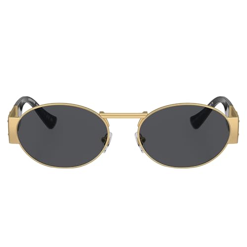 Versace Unisex Sunglasses Matte Gold Frame, Dark Grey Lenses, 56MM2