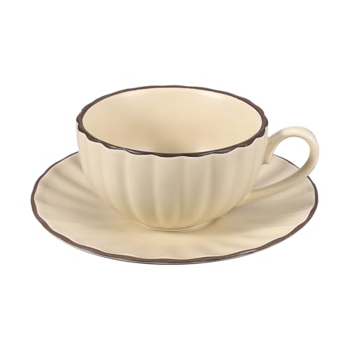 Taza de Espresso Vintage Artesanal de Cerámica Beige 230 ml miniatura 1
