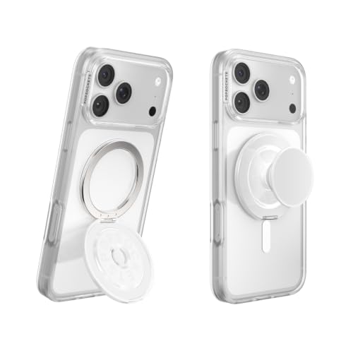 Image of PopSockets Kick-Out Grip for MagSafe, Adjustable Kickstand for Portrait or Landscape, Magnetic Stand, White - Glossy White