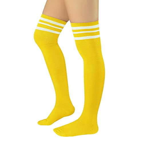 Image of Zando Womens Stripes Thigh High Socks Thigh Highs Casual Knee High Stockings