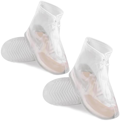Noaxylic 2 Pares Cubre Zapatos Impermeable, Antideslizante Cubrezapatos de Lluvia, Reutilizable Protector Calzado Lluvia, Transparentes Cubre Zapatos, para Días Lluvioso Niev (L/39-40,XL/41-42)
