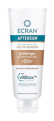 Ecran Aftersun- Aftersun Prolongador del Bronceado +55% | Crema Postsolar sin Autobronceador que Calma, Alivia y Repara la Piel | Textura Gel-crema, Máximo Frescor, Fórmula con VitEox 80 | 250 ml