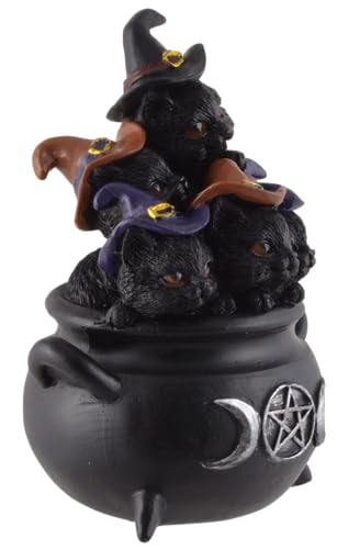 VOGLER Joh. Vogler GmbH 5 Hexenkatzen sitzen in Zauberkessel, aus Kunststein, handbemalt
