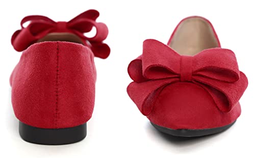 Image of SAILING LU Womens Bowknot Ballet Flats Pointy Toe Suede
