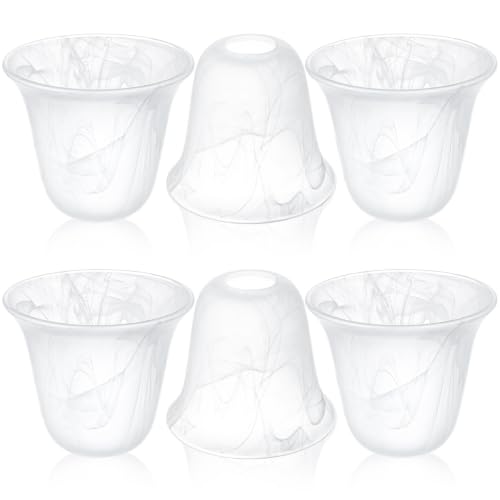 Image of Teenyyou 6 Pcs White Alabaster Bell Shaped Glass Lamp Shade Replacement