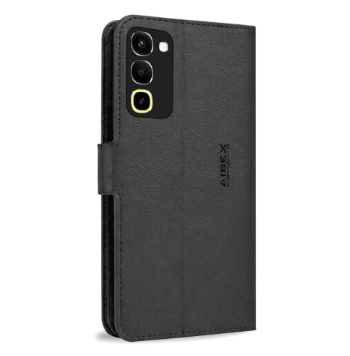 Image of AIBEX Compatible for Realme 16X 5G / Realme Narzo 100X 5G / Realme P4R 5G Flip Cover Leather Finish | Inside TPU with Card Pockets | Wallet Stand | Complete Protection Flip Case Black