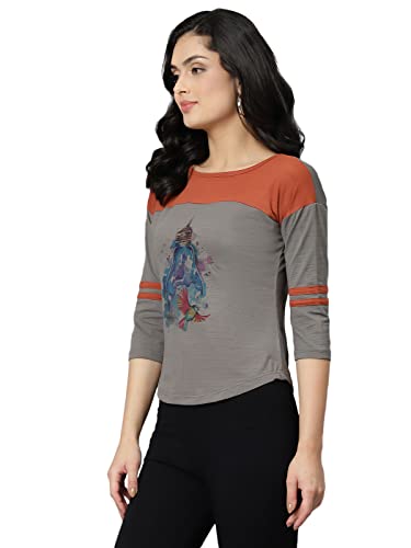 Image of OM SAI LATEST CREATION Women's New 3D Printed Lycra 3 /4 Sleeve Regular Fit Office wear,Casual wear Western Top