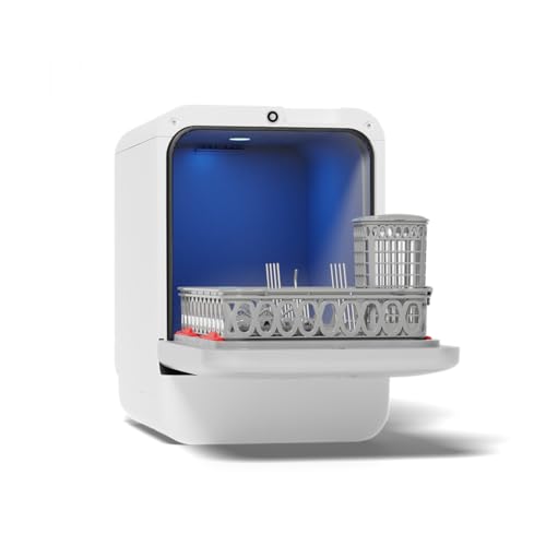 Bob - Compact Dishwasher -daily dishes of 3 people - Built-in Dishwasher - Free-standing, Integrated tank, Portable - White (Grey)