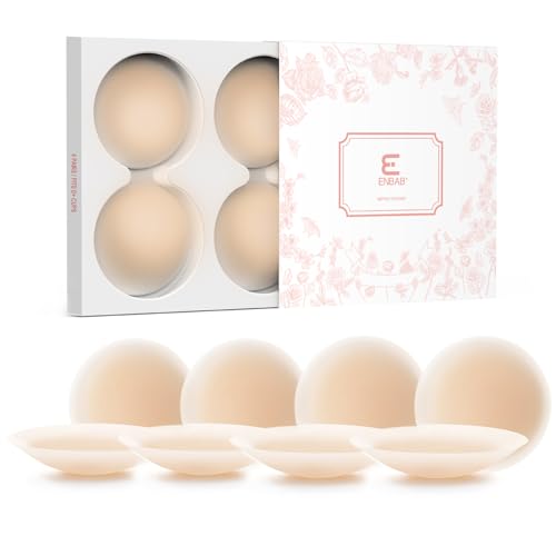 Nipple Covers for Women,4 Pairs Reusable Adhesive Silicone Bra Pasties for No Show Strapless Dress