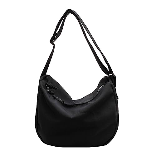 Image of Cotton Tote Handbag Women Canvas Crossbody Beach Bag Hobo Shoulder Tote Bag with 3 External Pocket,Zipper Closure