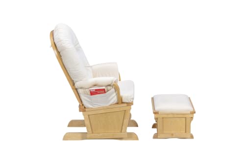 Image of Suite Bebe Madison Nursery Rocking Chair with Ottoman, Wooden Glider for Baby Nursing, Smooth Gliding Rocker, Natural Wood and Beige Fabric