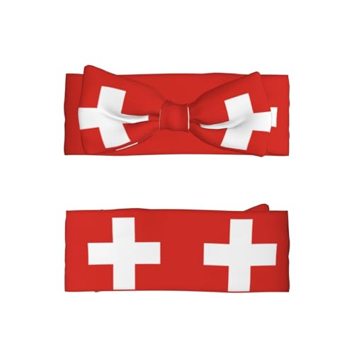Swiss Flag Pattern Baby Bow Headband Super Stretchy Soft Bows Hair Accessories for Newborn Infants Toddlers Kids Girls2