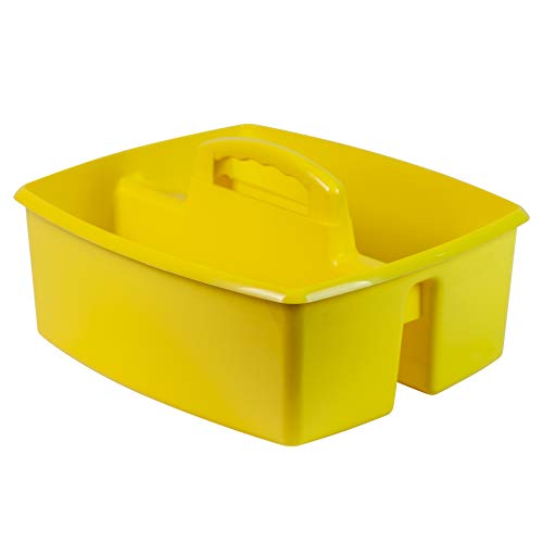 Image of Storex 2-Compartment Large Caddy - Multipurpose Classroom Organizer with Handle, Yellow, 6-Pack (00957U06C)