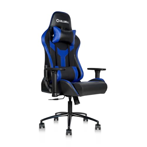 Image of CELLBELL Transformer Gaming Chair - Ergonomic High Back Racing Style Gamer Chair, 2D Adjustable Armrest, Tilt Mechanism, Leather Reclining Computer & Office Chair (Dark Blue) - 3-Year Brand Warranty