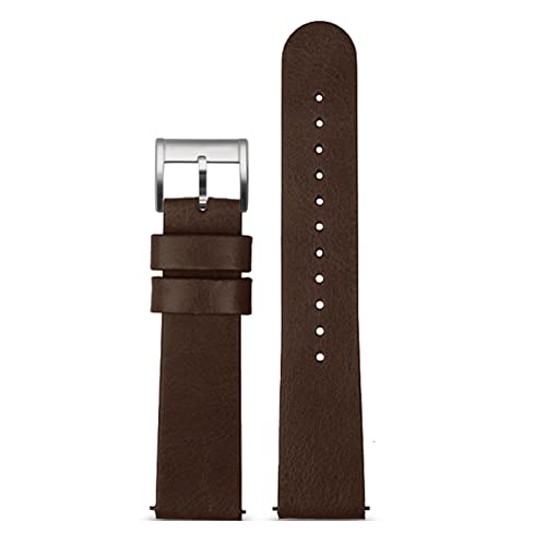 Bracelet montre 22mm cuir véritable marron foncé vintage à dégagement rapide et boucle argentée