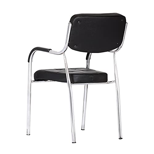 Image of Da URBAN Barfi Leatherette | Heavy Duty Metal Frame| Visitor /Study /Office Chair with Arms (Black)