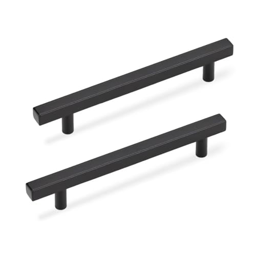 NIZADO Drawer Pulls 3 3/4 Inch Black Kitchen Cabinet Handles 10 Pack Square Closet Pull Handles, 6 Inch Overall Length by NIZADO - Used condition - US$13.18