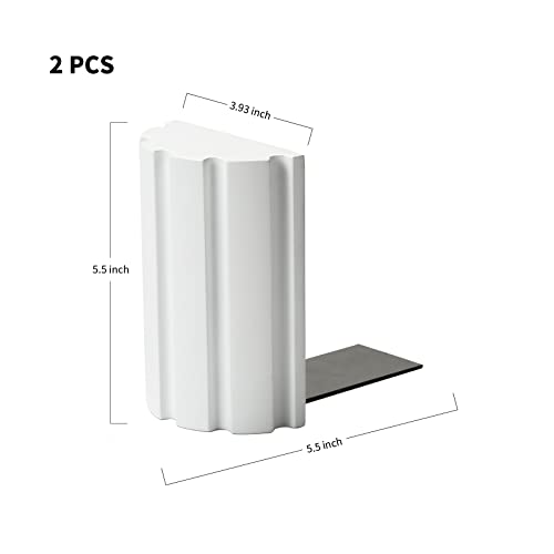 Everbbking Wood Handmade Bookends,Non-Skid Bookend, Decorative Heavy Duty Wood Book End(White) #TOP6