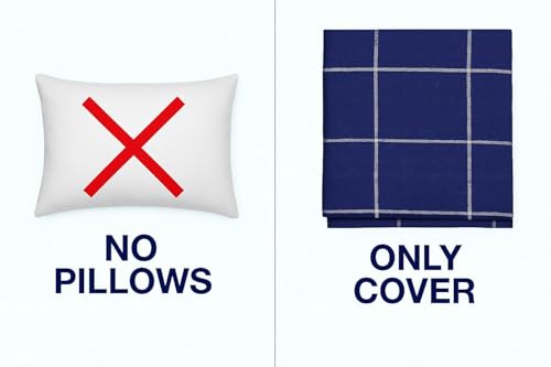 Image of KAWI King Size Microfiber All Over Elastic Fitted Double Bedsheet Cotton Feel (72 inchX78 inch X 8 inch) with 2 Pillow Covers, Color- Blue Line Print