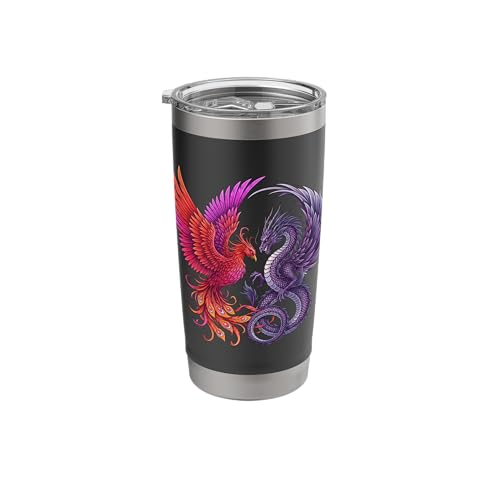 Mystical Phoenix and Dragon Swirl Yin Yang Design Men Women