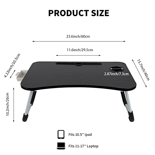 Lap Desk Foldable Bed Table Portable Multi-Function Laptop Bed Desk With Storage Drawer And Cup Holder, Notebook Stand Breakfast Bed Tray For Sofa, Bed, Terrace, Balcony, Garden #TOP6