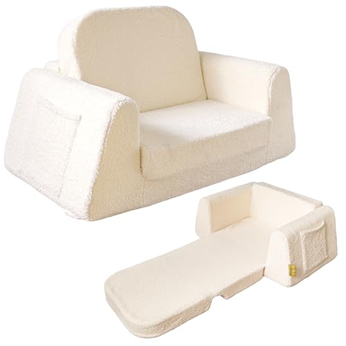 BanaSuper Canapé-lit Enfant Convertible 2-en-1, Fauteuil et Lit Pliable pour Bébés, Fauteuil pour Enfants, Base Élargie Anti-Bascule, Housse Détachable...