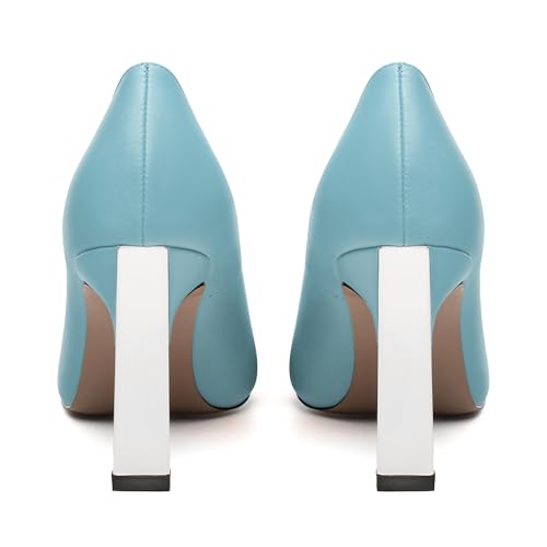 Women's Square Toe Pumps Fashion Slip On Solid Working Party Dress High Heels Shoes4