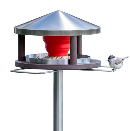 LicusDesign Vogelhaus mit Ständer wetterfest aus Edelstahl - Stabiles...
