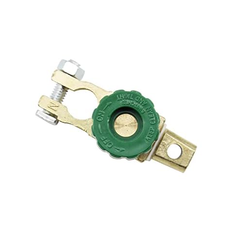 RonFin Car Battery Disconnect Switch, Universal Top Post Battery Master Disconnect Switch, Battery Terminal Link Quick Switch with Green Knob 12V or 24V Car Truck Boat Vehicles Cover