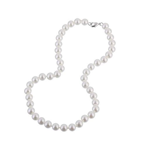 KEZEF Creations 8mm Faux White Pearl Necklace 16 Inch