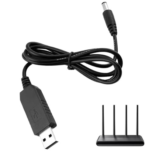 Teksome Adattatore da USB a 9 V, router via cavo da 12 V | convertitore step-up da 5 V a 9 V/12 V - Cavo DC Connect maschio portatile, cavo step-up per ventola lampada da tavolo tastiera