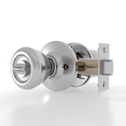 OMANSKO Interior Privacy Door Knob with Lock - 4 Pack Door Lock Set for Bathroom and Bedroom Satin Nickel Door Handle Keyless Turn Lock Door knob for Interior Door