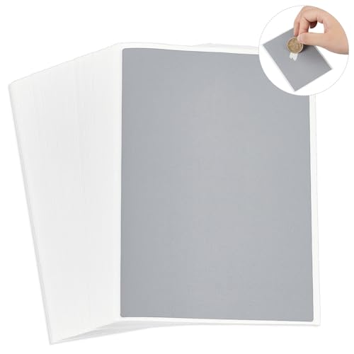 FINGERINSPIRE 100 Sheets Scratch Off Stickers 4.1x3inch Gray Rectangle