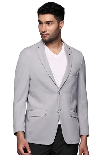 Image of SHOWOFFFF Men Solid Single Breasted Formal Blazer | Notched Lapel Full Sleeves Cotton Blazer for Mens | Slim Fit Regular Length Blazer for Men's