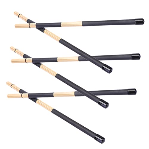 BESPORTBLE 3 pares de baquetas ligeras para jazz, folk y actuaciones acústicas, accesorio de percusión duradero y versátil miniatura 1