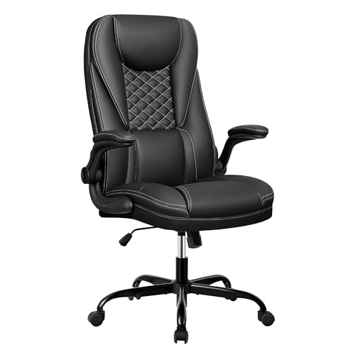 Guessky Office Chair, Big and Tall Office Chair Executive Office Chair Ergonomic Leather Chair with Lumbar Support High Back Home Office Desk Chairs Computer Chair with Adjustable Flip-Up Arms (Black) Guessky Office Chair, Big and Tall Office Chair Executive Office Chair Ergonomic Leather Chair with Lumbar Support High Back Home Office Desk Chairs Computer Chair with Adjustable Flip-Up Arms (Black)