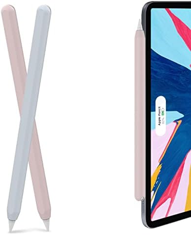 AhaStyle Ultra Thin Case Silicone Skin Cover Compatible with Apple Pencil 2nd Generation, iPad Pro 11 12.9 inch-2 Pack (Light Blue & Pink)