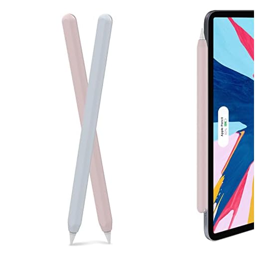 AhaStyle Ultra Thin Case Silicone Skin Cover Compatible with Apple Pencil 2nd Generation, iPad Pro 11 12.9 inch-2 Pack (Light Blue & Pink)