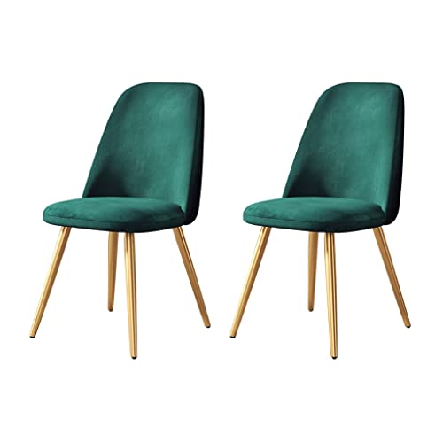 SJIALEN Modern Dining Room Chair Set of 2, Flannel with Metal Legs Kitchen Chairs Home Living Room Lounge Counter Chairs Kitchen Chair (Color : Green)