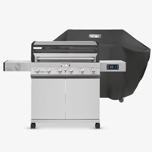 Monument Grills 6-Burner Convertible Natural Gas Smart bbq Grill Stainless Steel Denali 605 with BBQ Cover (Without Conversion Kit)