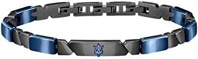 Maserati Bracciale Uomo, Collezione JEWELS, in Acciaio, ceramica, blu e PVD Gun – JM221ATZ01