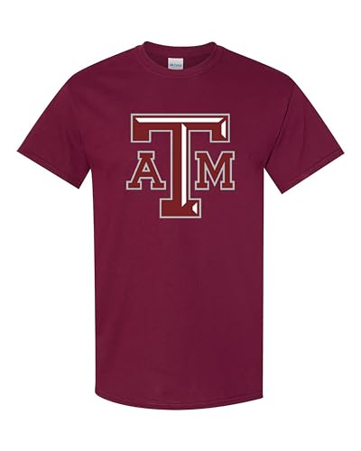 Classic University Heritage Logo Cotton Tee Short Sleeve Unisex (US Alpha Small Regular Regular Texas A&M Model-1 Maroon)