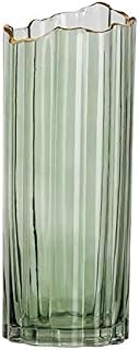PEPAXON Tall Glass Vase for Flower Green Vase Heavy Large Cylinder Vase Home Decoration 12x30cm