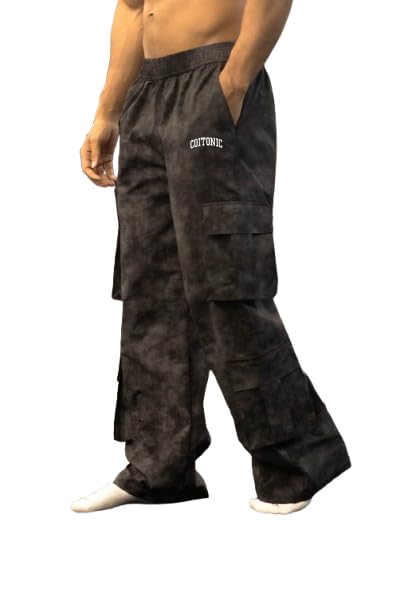 Mens 6-Pocket Polyester Cargo (Black, S) | Durable, Lightweight & Comfortable Casual Wear for Gym, Travel & Daily Use-image-2