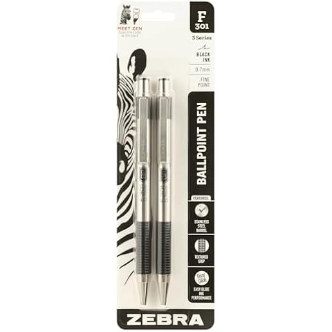 Stylos Zebra F-301 en acier inoxydable Cover