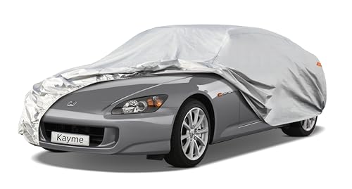 Image of Kayme 6 Layers Car Cover Custom Fit for Honda S2000 (1999-2009) Waterproof All Weather for Automobiles, Outdoor Full Cover Rain Sun UV Protection.Silver